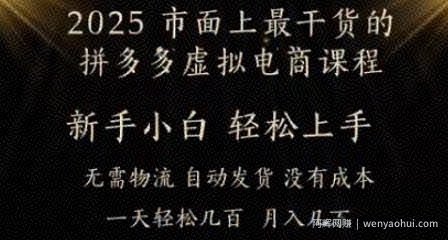 25年最干货的拼多多虚拟电商课程，小白轻松上手，月入过w只是门槛!虚拟电商，如皓月见青天