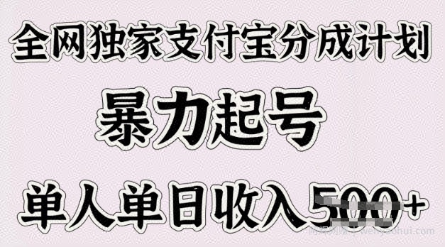 全网独家支付宝分成计划，暴力起号，单人单日收入多张