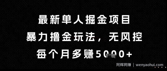 最新单人掘金项目，暴力撸金玩法，无风控，每个月多挣5k+【揭秘】