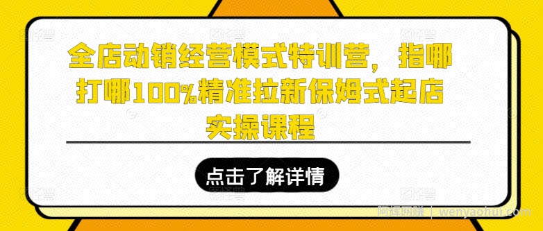 全店动销经营模式特训营,指哪打哪100%精准拉新保姆式起店实操课程