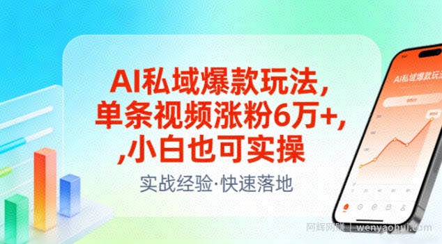AI私域爆款玩法，单条视频涨粉6W+，小白也可实操