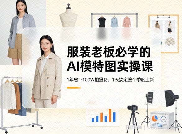服装老板必学的AI模特图实操课，1年省下100W拍摄费，1天搞定整个季度上新