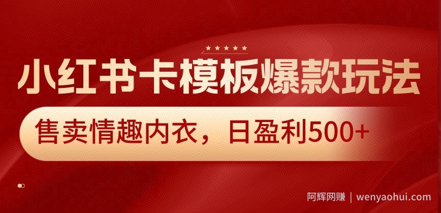 小红书卡模板爆款玩法，售卖情趣内衣，日盈利500+【揭秘】