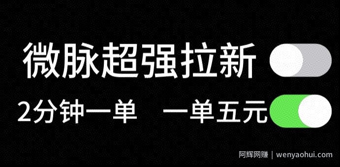 微脉无脑拉新，每单5块钱，轻松日入三位数