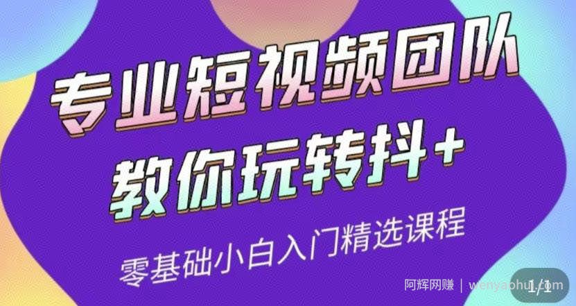 专业短视频团队教你玩转抖+0基础小白入门精选课程（价值399元）