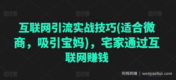 互联网引流实战技巧(适合微商，吸引宝妈)，宅家通过互联网创钱