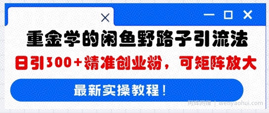 重金学的闲鱼野路子引流法，日引300+精准创业粉，可矩阵放大