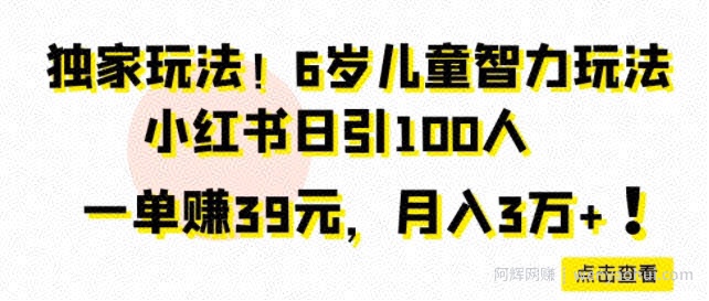 独家玩法，6岁儿童智力玩法，小红书日引100人