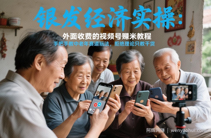 银发经济实操：外面收费的视频号賺米教程，手把手教中老年赛道玩法，拒绝理论只教干货