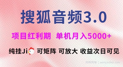 搜狐音频挂ji3.0.可矩阵可放大，独家技术，稳定月入5000+【揭秘】