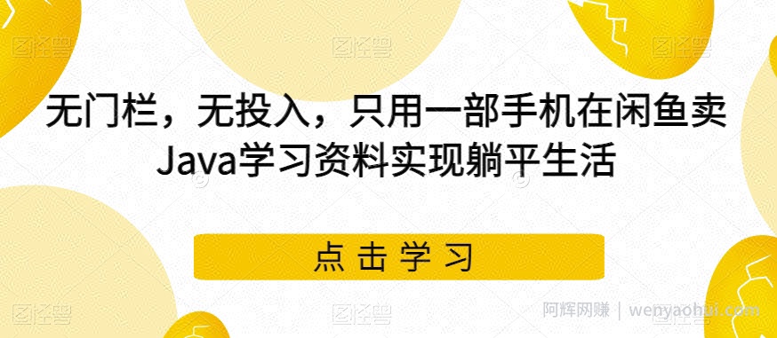 无门栏，无投入，只用一部手机在闲鱼卖Java学习资料实现躺平生活【揭秘】