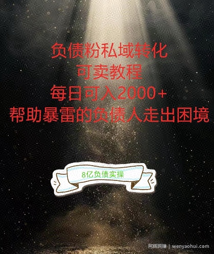 负债粉掘金计划，帮助负债者解决问题，债务规划，债务重组，最好的变现方式【揭秘】