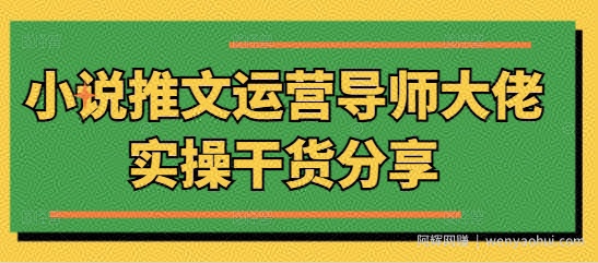 小说推文运营导师大佬实操干货分享