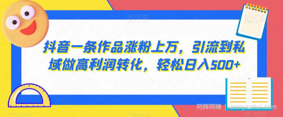抖音一条作品涨粉上万，引流到私域做高利润转化，轻松日入500+