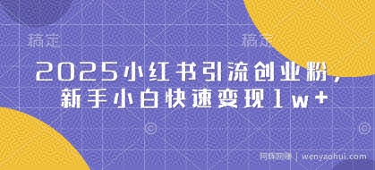 2025小红书引流创业粉，新手小白快速变现1w+