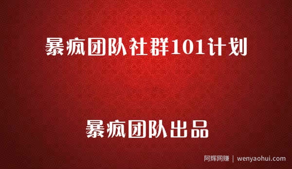 暴疯团队VIP賺米项目之（暴疯团队社群101计划）