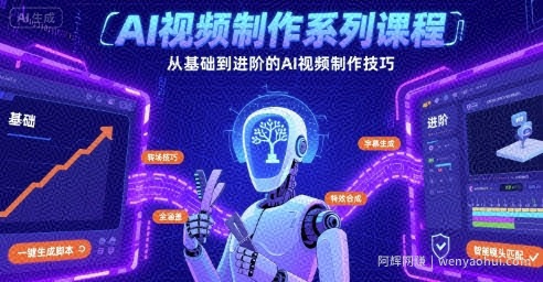 AI视频制作系列课程，从基础到进阶的AI视频制作技巧全涵盖