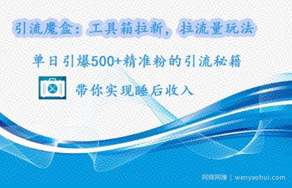 引流魔盒：工具箱拉新，拉流量玩法，单日引爆500+精准粉的引流秘籍