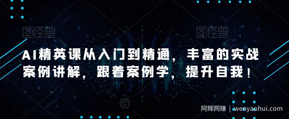 AI精英课从入门到精通,丰富的实战案例讲解,跟着案例学,提升自我!