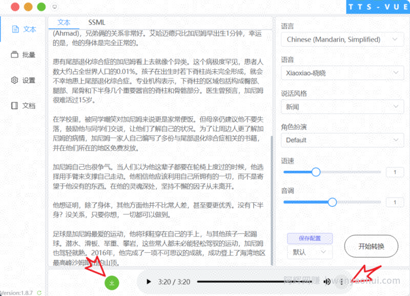 AI文字转语音，支持多种人声选择，在线生成一键导出【电脑版】