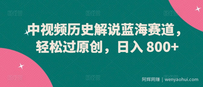 中视频历史解说蓝海赛道，轻松过原创，日入 800+【揭秘】