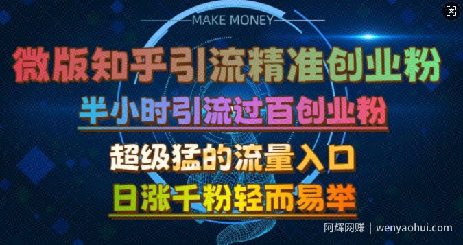 微版知乎引流创业粉，超级猛流量入口，半小时破百，日涨千粉轻而易举【揭秘】