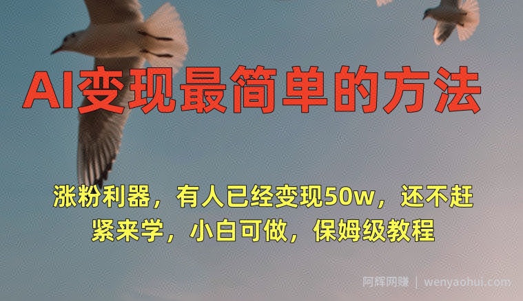 AI变现最简单的方法，涨粉利器，有人已经变现50w，还不赶紧来学，小白可做，保姆级教程