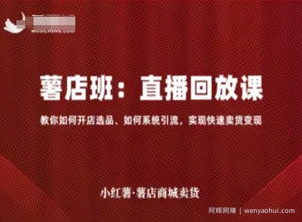 小红薯薯店商城卖货直播回放课，教你如何开店选品、如何系统引流，实现快速卖货变现