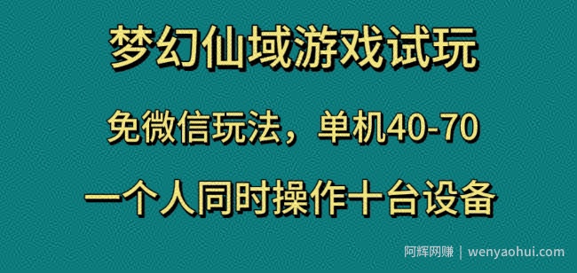 梦幻仙域游戏试玩，免微信玩法，单机40-70，一个人同时操作十台设备【揭秘】
