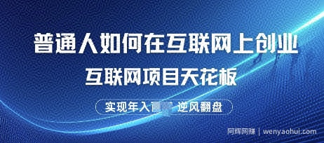 普通人如何在互联网上创业，互联网项目天花板，逆风翻盘