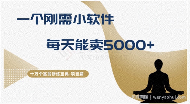十万个富翁修炼宝典之17.一个刚需小软件，每天能卖5000+