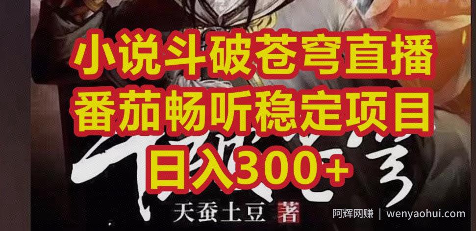小说斗破苍穹直播，番茄畅听日入300+稳定项目【揭秘】