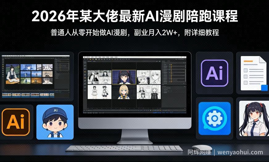 26年某大佬最新Ai漫剧陪跑课程，普通人从零开始做AI漫剧，副业月入2W+