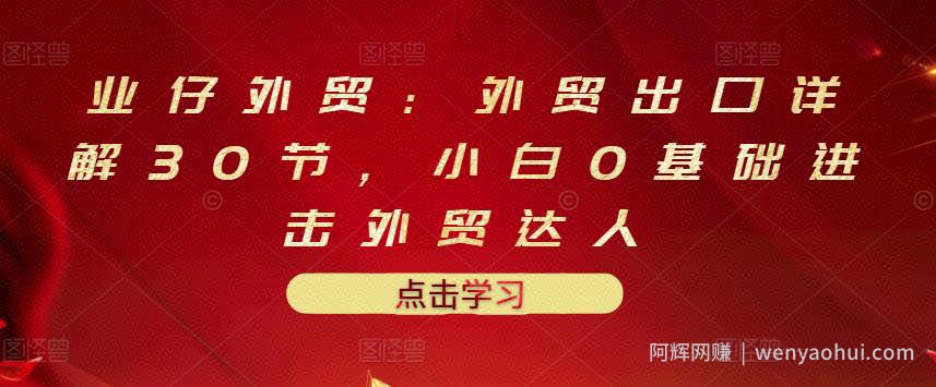 业仔外贸：外贸出口详解30节，小白0基础进击外贸达人 价值666元