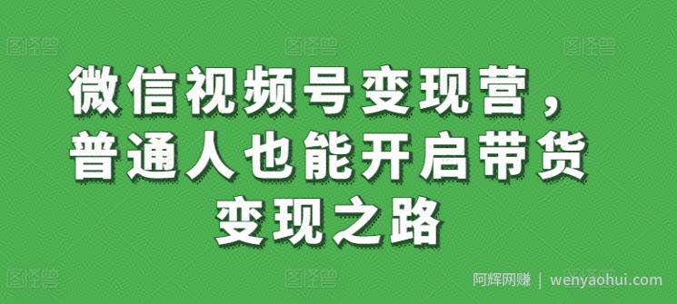 微信视频号变现营，普通人也能开启带货变现之路