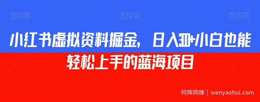 小红书虚拟资料掘金，日入300+小白也能轻松上手的蓝海项目【揭秘】