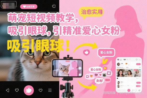 萌宠短视频教学，吸引眼球，引精准爱心女粉