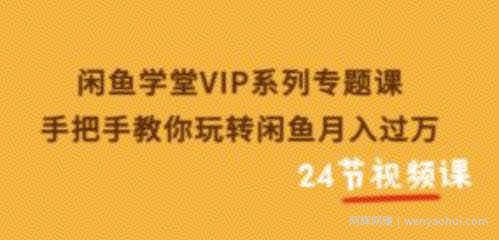 闲鱼学堂VIP系列专题课：手把手教你玩转闲鱼月入过万