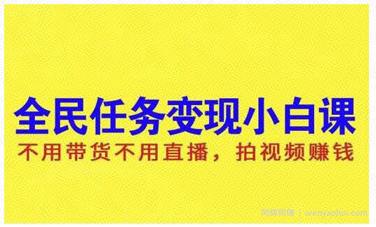 抖音全民任务变现小白课，不用带货不用直播，拍视频就能賺米
