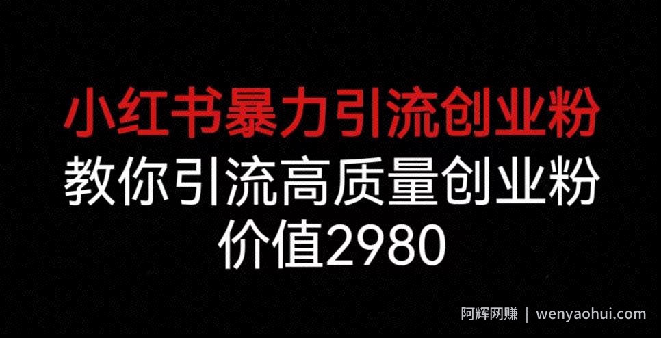 小红书暴力引流创业粉，教你引流高质量创业粉，价值2980【揭秘】