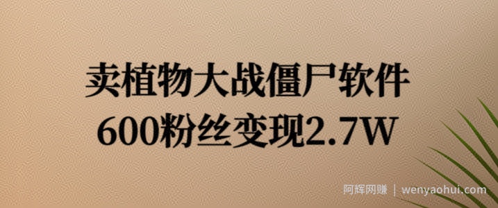 卖植物大战僵尸软件，600粉丝变现2.7W【揭秘】