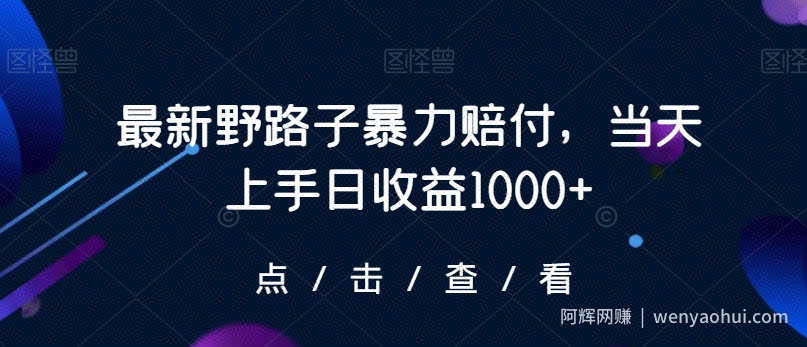 最新野路子暴力赔付，当天上手日收益1000+【仅揭秘】