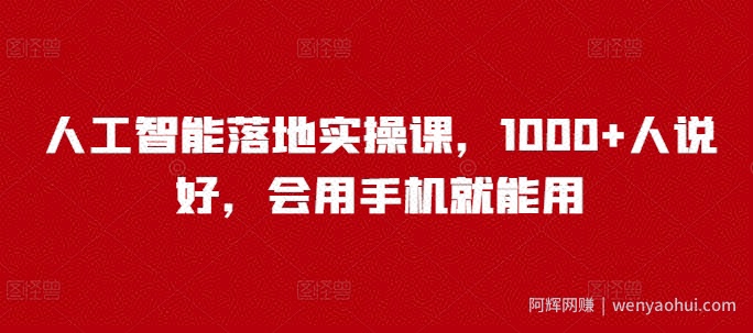 人工智能落地实操课，1000+人说好，会用手机就能用