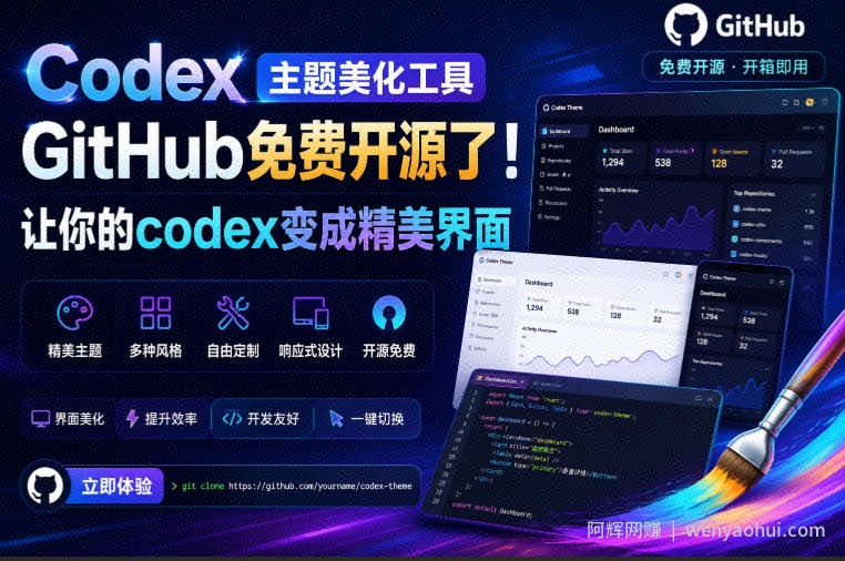Codex主题美化工具，GitHub免费开源了！让你的codex变成精美界面