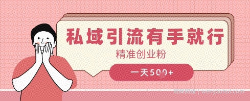 私域引流有手就行，日引500+精准创业粉
