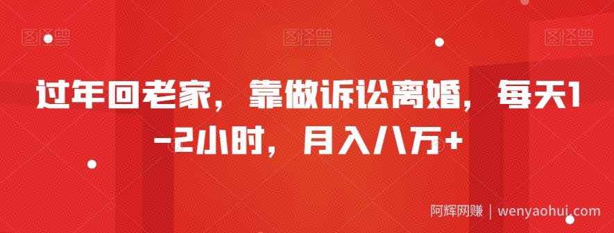 过年回老家，靠做诉讼离婚，每天1-2小时，月入八万+