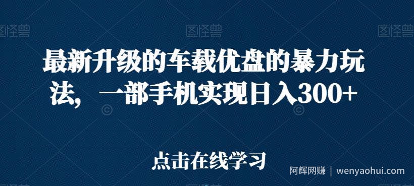 最新升级的车载优盘的暴力玩法，一部手机实现日入300+