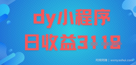 DY小程序玩法，日入多张，小白可做，操作简单
