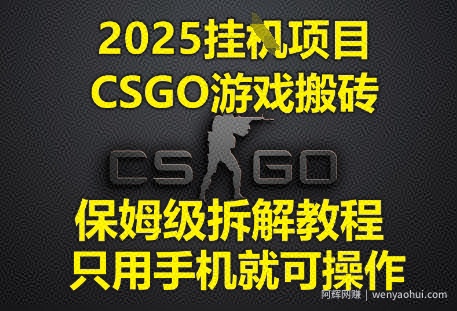 2025挂G项目，CSGO游戏搬砖，保姆级拆解教程，只用手机就可操作【揭秘】