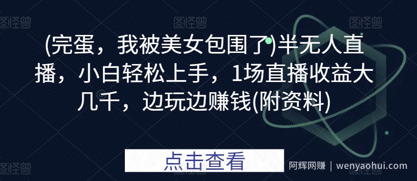 (完蛋，我被美女包围了)半无人直播，小白轻松上手，1场直播收益大几千，边玩边賺米(附资料)